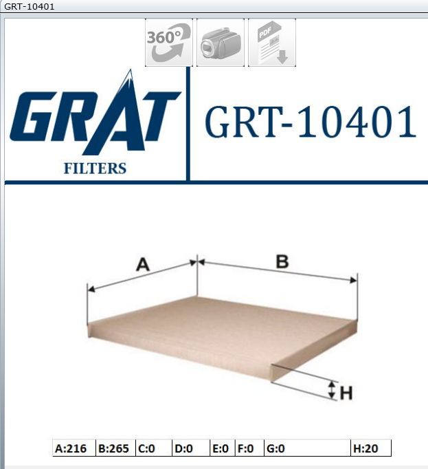 FILTRE HABITACLE ALFA 1.4 FIAT DOBLO FIORINO NEMO BIPPER HB179 — GRT-10401