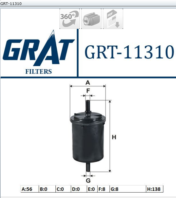 FILTRE CARBURANT REN CLIO KANGOO MEG LAGUNA PART BER E710 — GRT-11310