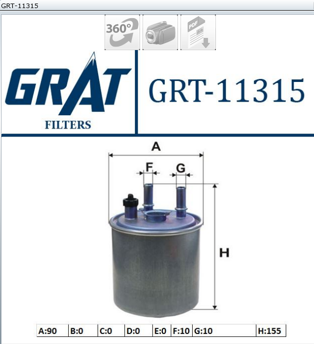 FILTRE CARBURANT REN KANGOO 1.5DCI LAGUNA III 1.5DCI 2.0DCI M572 — GRT-11315