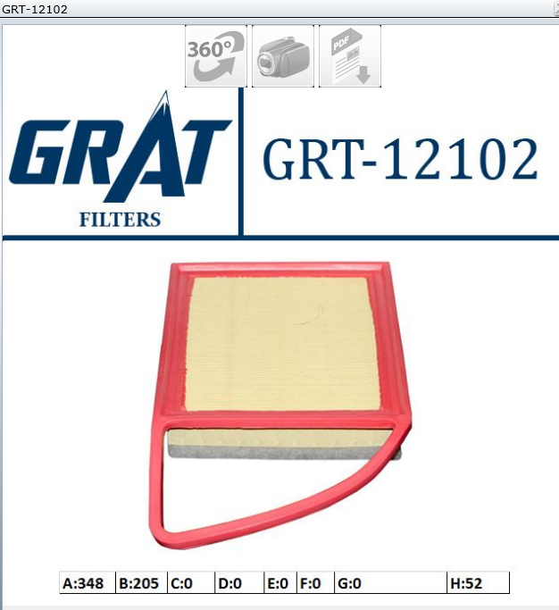 FILTRE A AIR PSA PART BERL 206 207 308 C3 C4 C5 1.6HDI P520A — GRT-12102