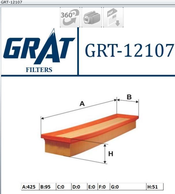 FILTRE A AIR PSA PART II 206 207 1.6 16V C4 BERL 1.6 16V P260 — GRT-12107