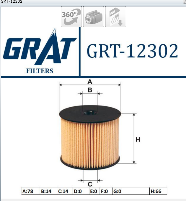 FILTRE A HUILE 206 207 C5 BER PAR 2.0HDI 1906A2 F101 — GRT-12302