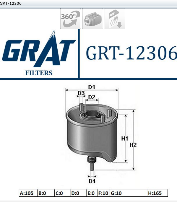 FILTRE CARBURANT PSA 206-308-508-PART 1.6HDI CIT C3 C4 C5 BERL 1.6HDI M631 — GRT-12306