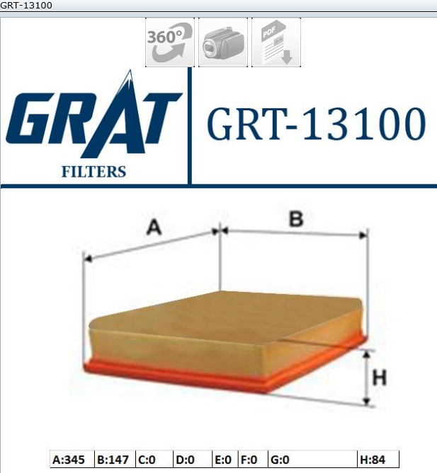 FILTRE A AIR CITR JUMPY 2.0HDI 07 FIAT SCUDO PSA EXPERT P330A — GRT-13100