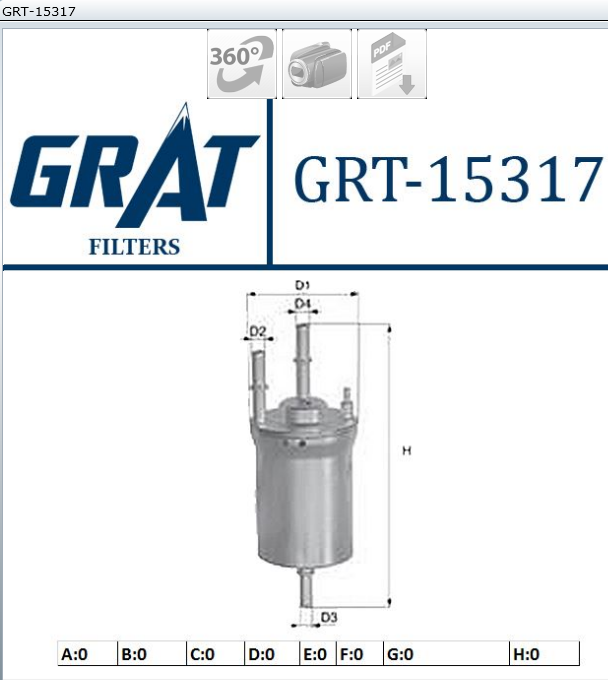 FILTRE A CARBURANT VW POLO V GOLF V 1.6 FSI E100/4 — GRT-15317