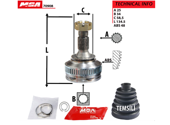 TETE CARDAN PSA 207 PART II ABS 308 22174 — MGA-70908