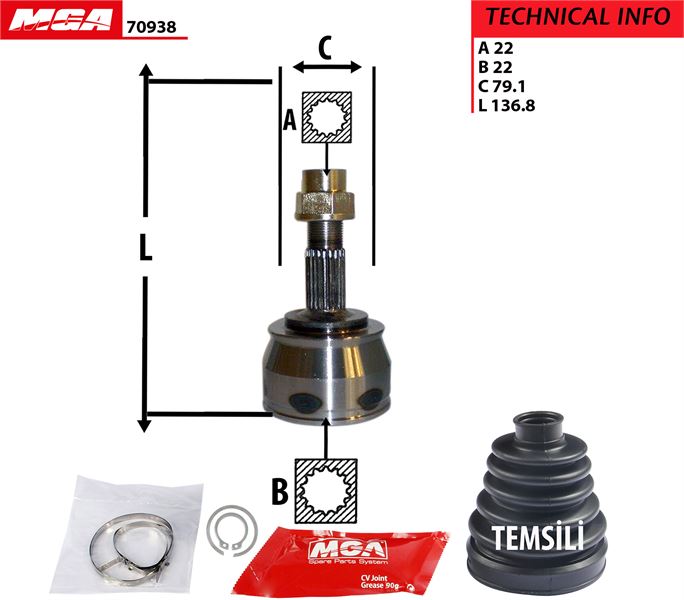 TETE CARDAN PSA BIPPER NEMO CV22560K CR22 CB22 — MGA-70938