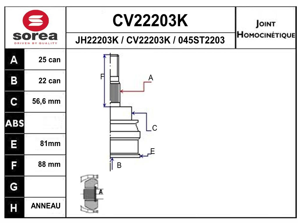 TETE CARDAN — SE22203K