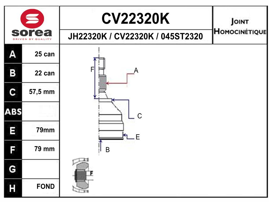 TETE CARDAN*306* / CR 25/CB22 — SE22320K