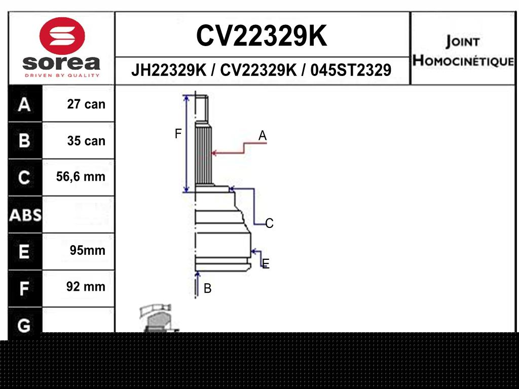 TETE CARDAN REN LAGUNA DCI CR27/CB35 — SE22329K