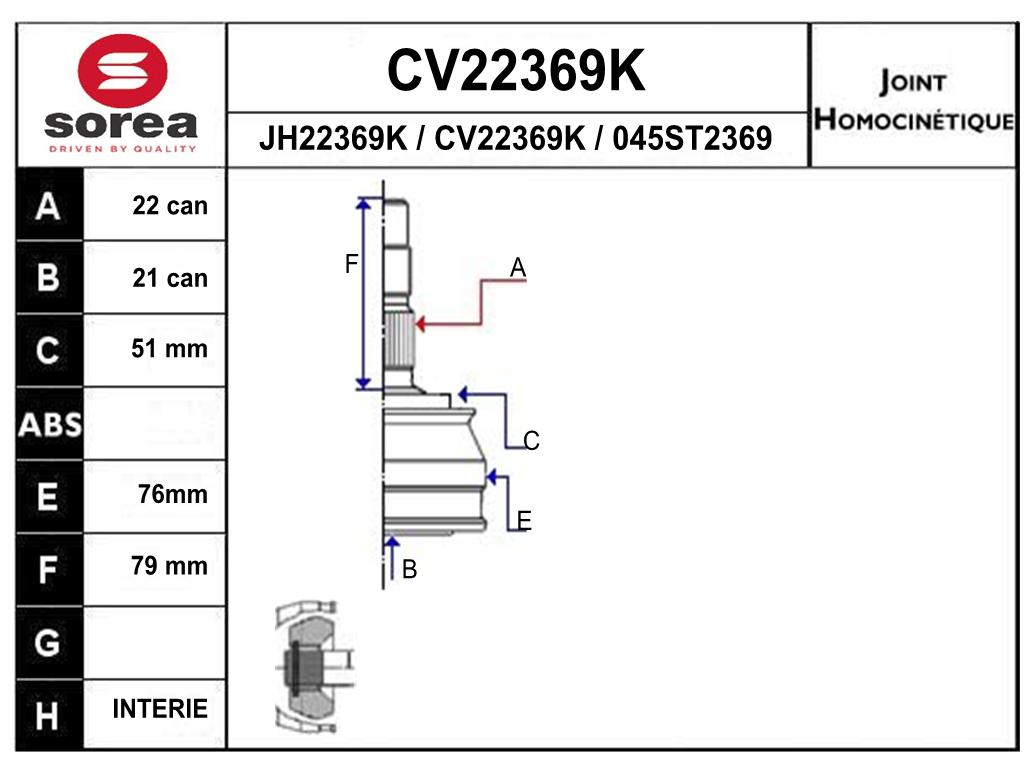 TETE CARDAN PUNTO II CR22/CB21 — SE22369K