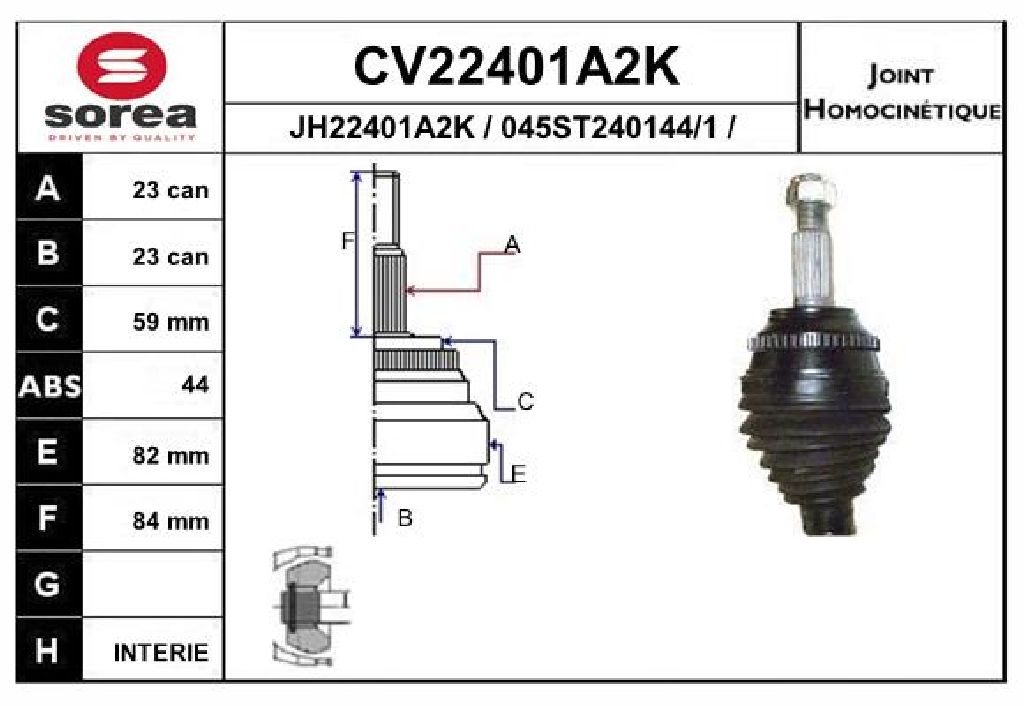 TETE CARDAN CLIO II CR23 CB23 — SE22401A2K