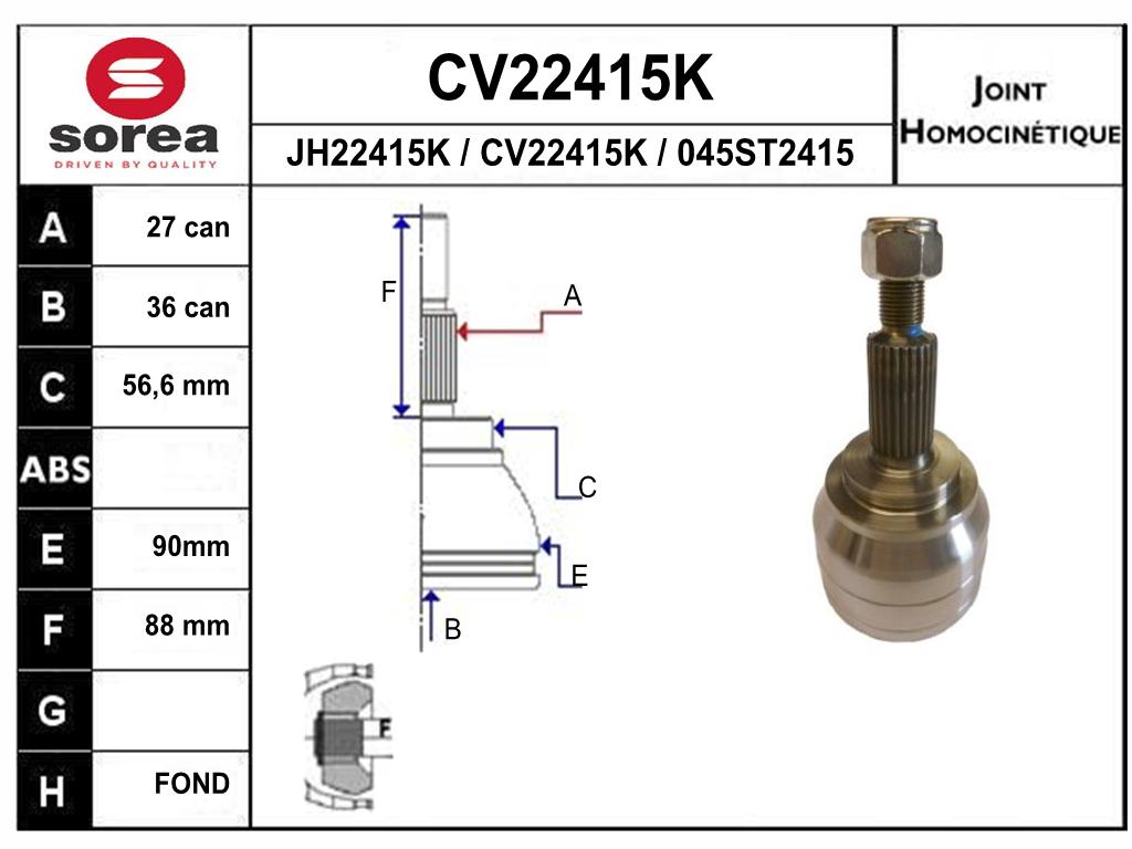 TETE CARDAN REN LAGUNA III 2.0 DCI 2.0 ESS CR27/CB36 — SE22415K