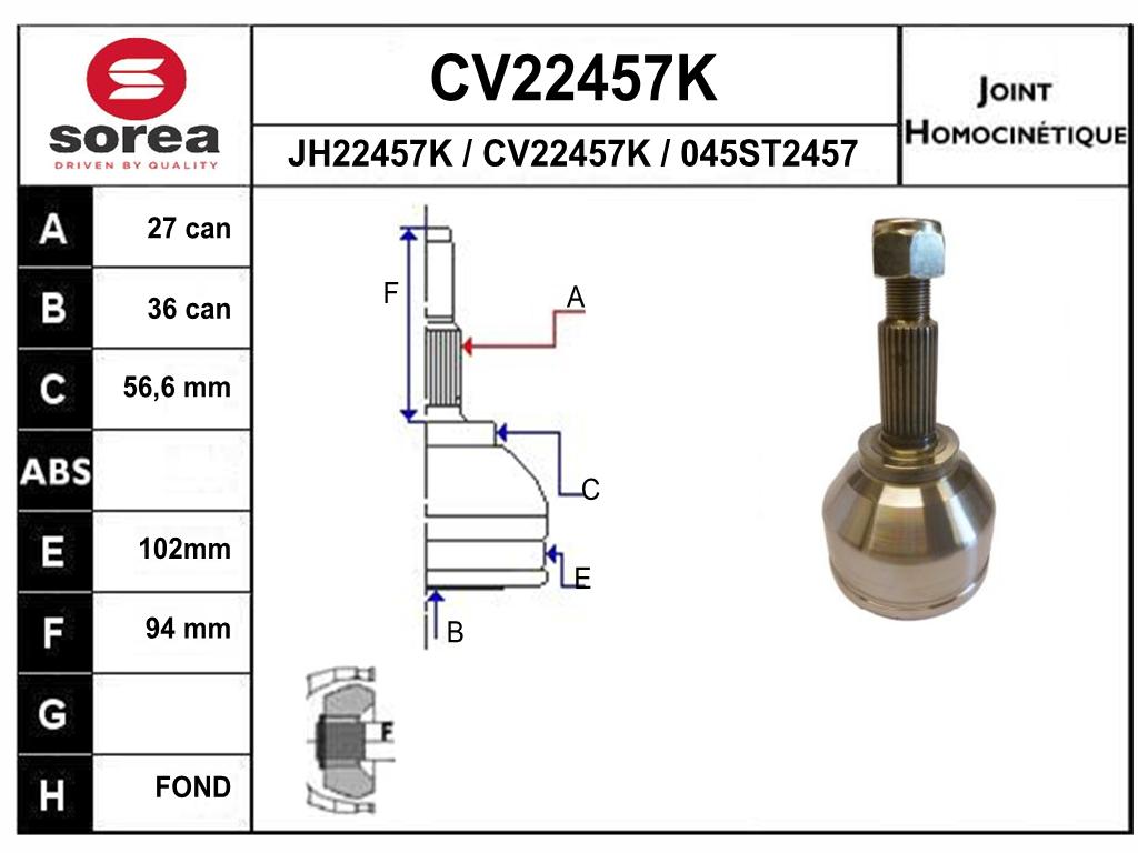 TETE CARDAN REN TRAFIC II CR27/CB36 — SE22457K