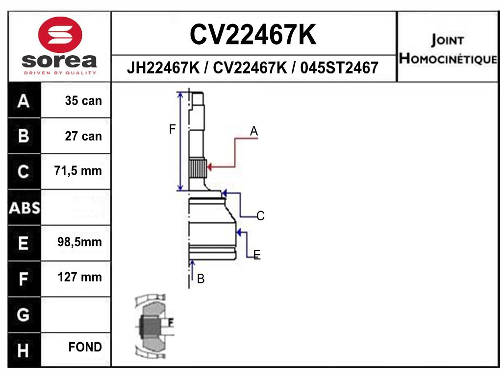 TETE CARDAN/BOXEUR/ JUMPER II CR35/CB27 KFT745 — SE22467K