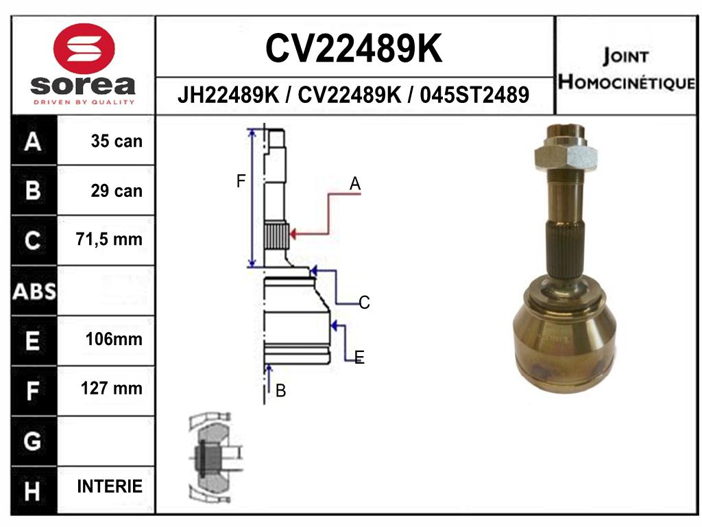 TETE CARDAN/BOXEUR/ JUMPER II CR35/CB29 KFT746 — SE22489K