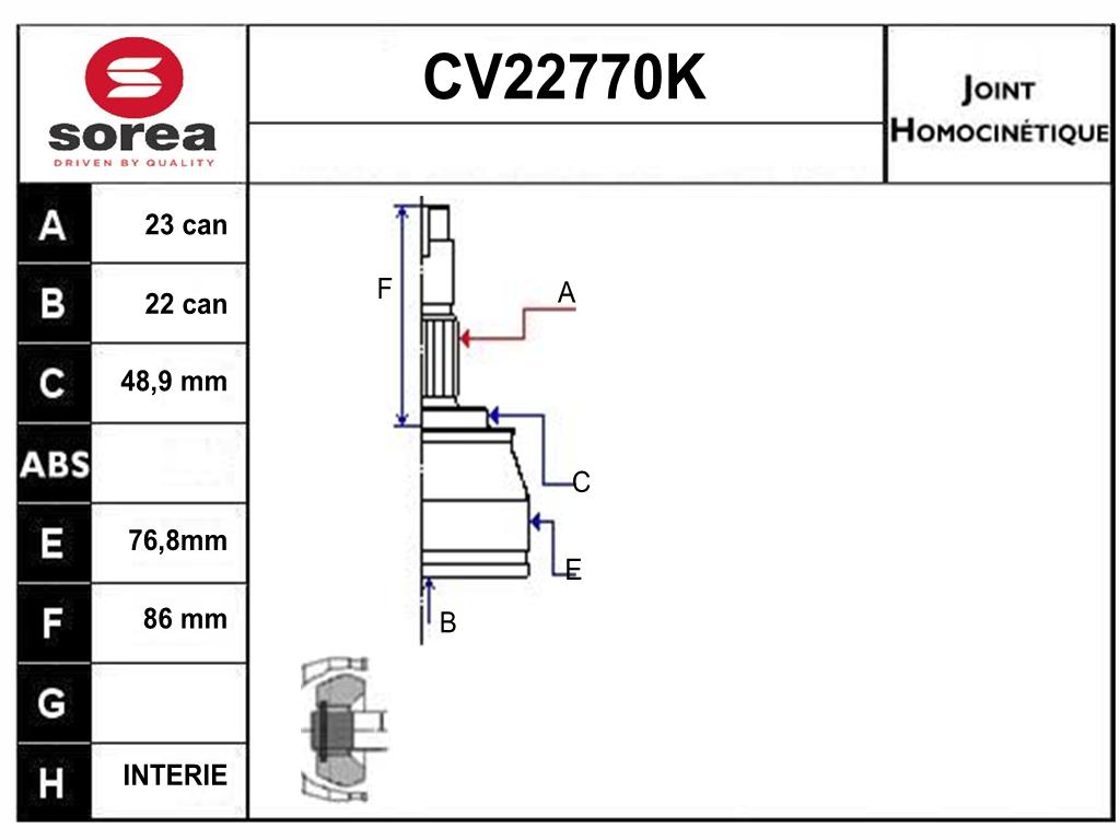 TETE CARDAN REN DACIA LOGAN II SYMBOL II CR23/CB22 — SE22770K