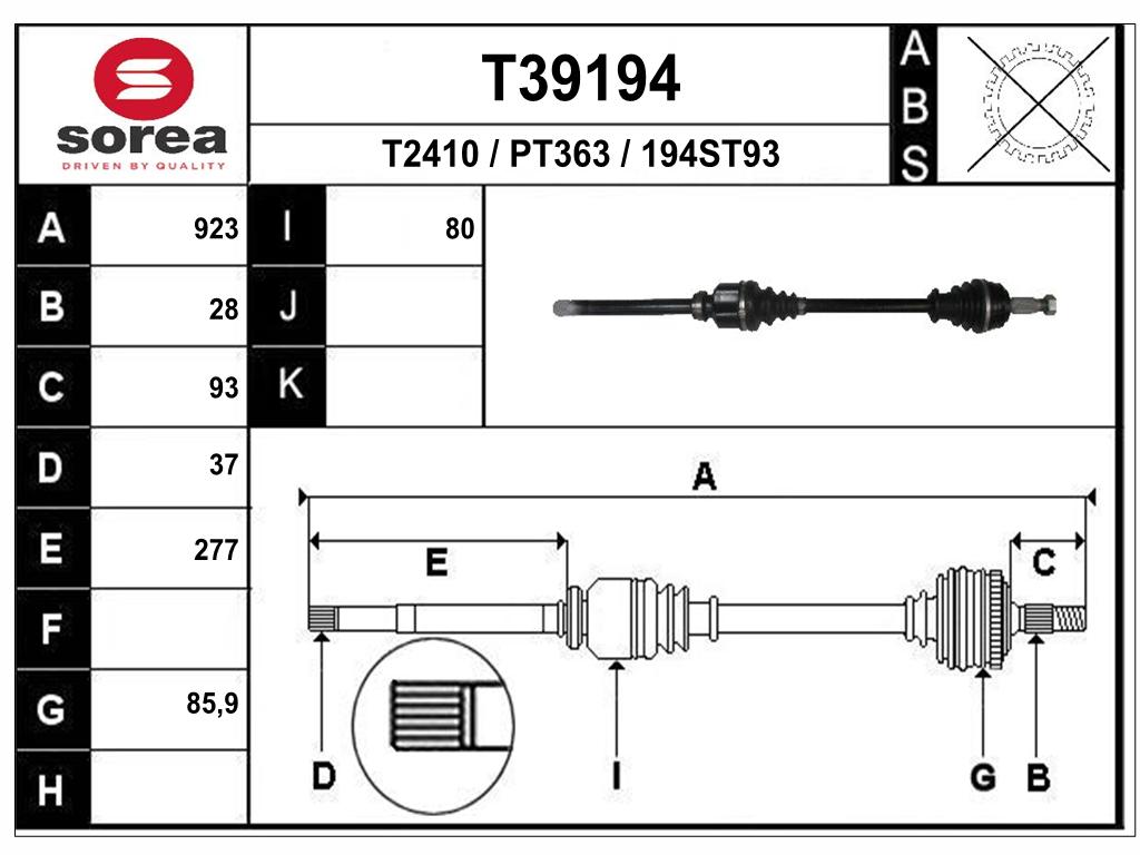 TRANSMISSION D 308 II 1.6 2.0 HDI 1.2 ESS — SET39194