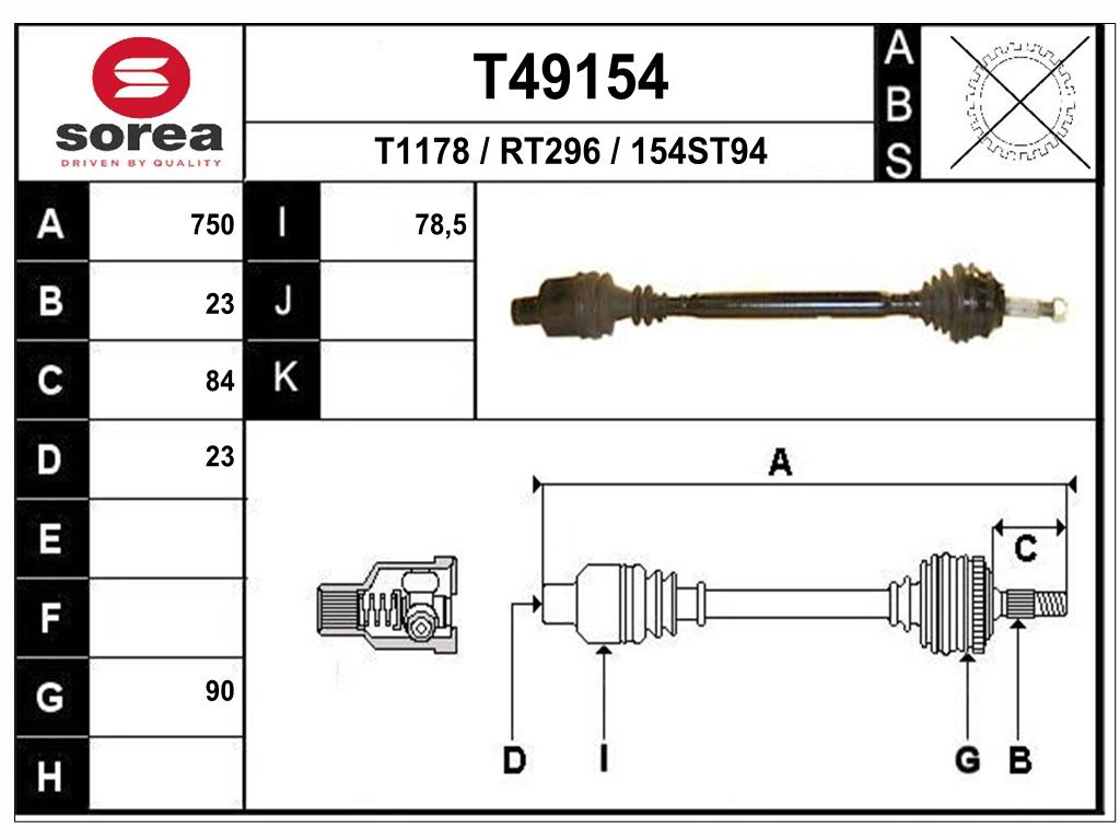 TRANSMISSION MEGANE AM DROIT CR23 — SET49154