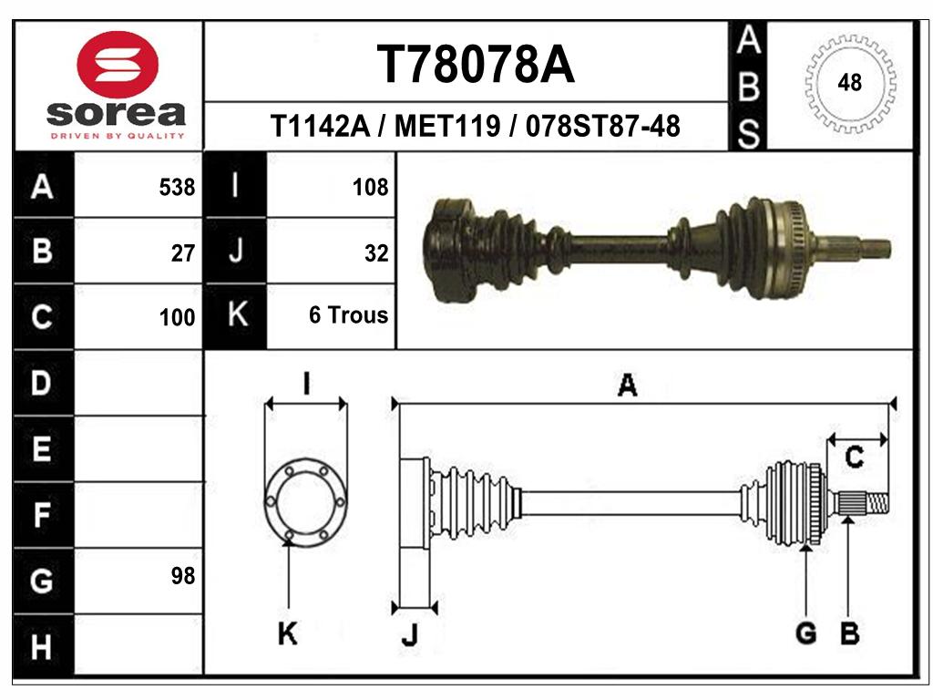 TRANSMISSION MERCEDES VITO/CLASSE V 302843 — SET78078A